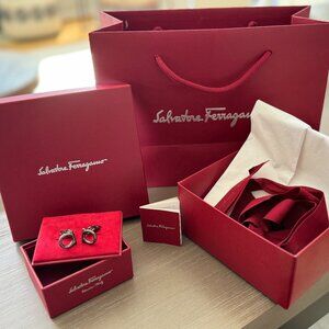 Salvatore Ferragamo Gancini Men's Cufflinks with Gift Box/Bag